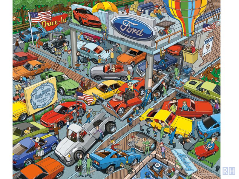 cartoons-illustratie, Ford Mustang-puzzel